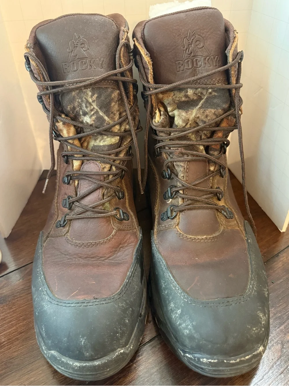 Rocky Sport Leather Camo Utility Men's Hunting Boots Size 12M #7382